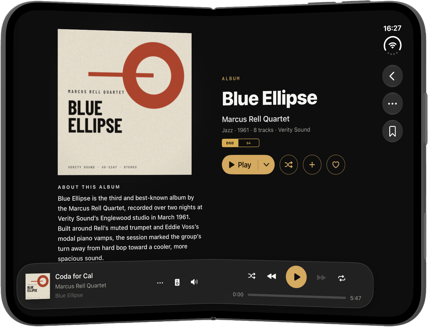An album page on iPhone Duo held like a book