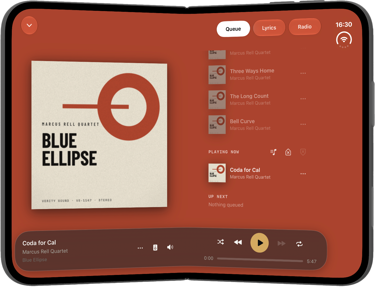Now Playing on iPhone Duo held like a book