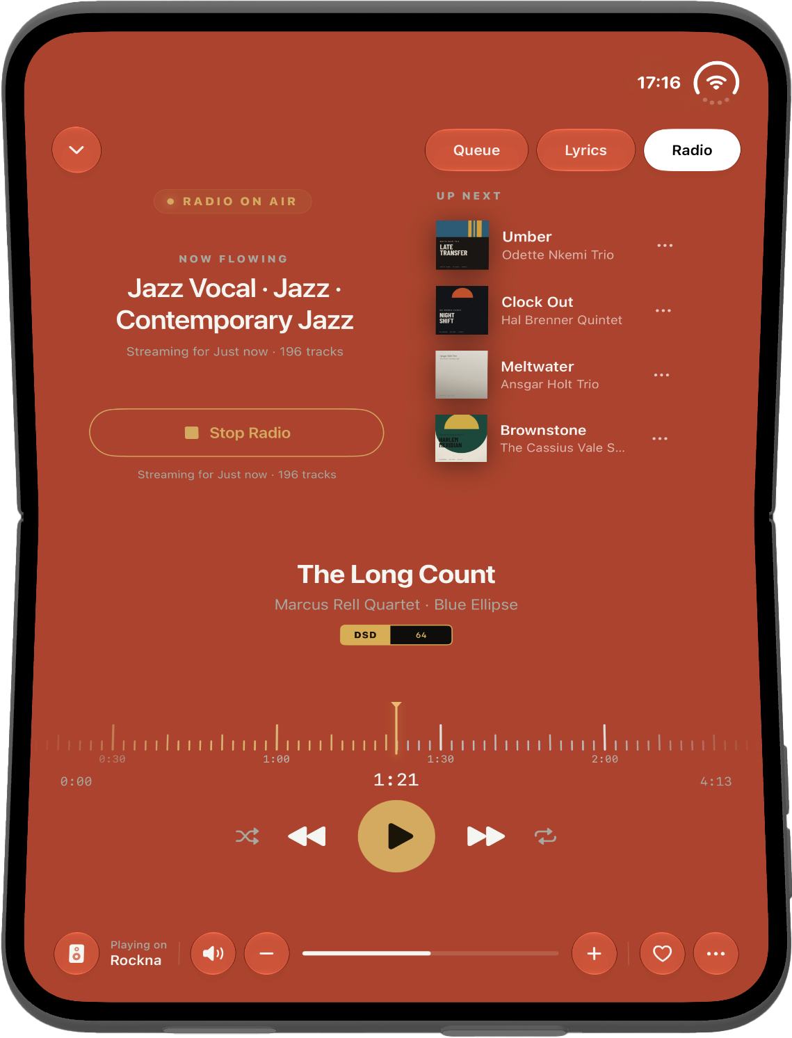 Radio on iPhone Duo standing on a table