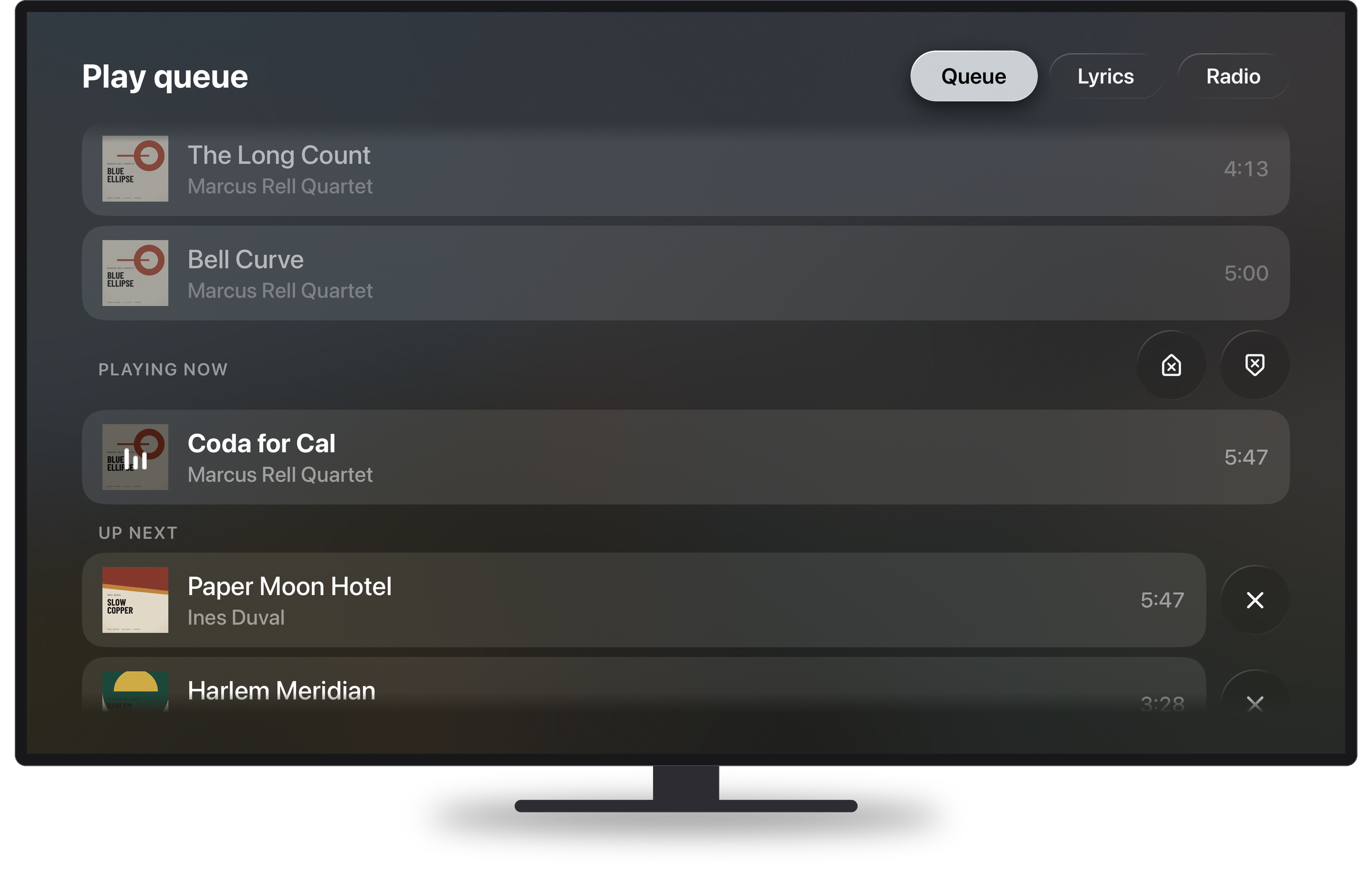 The queue on Apple TV