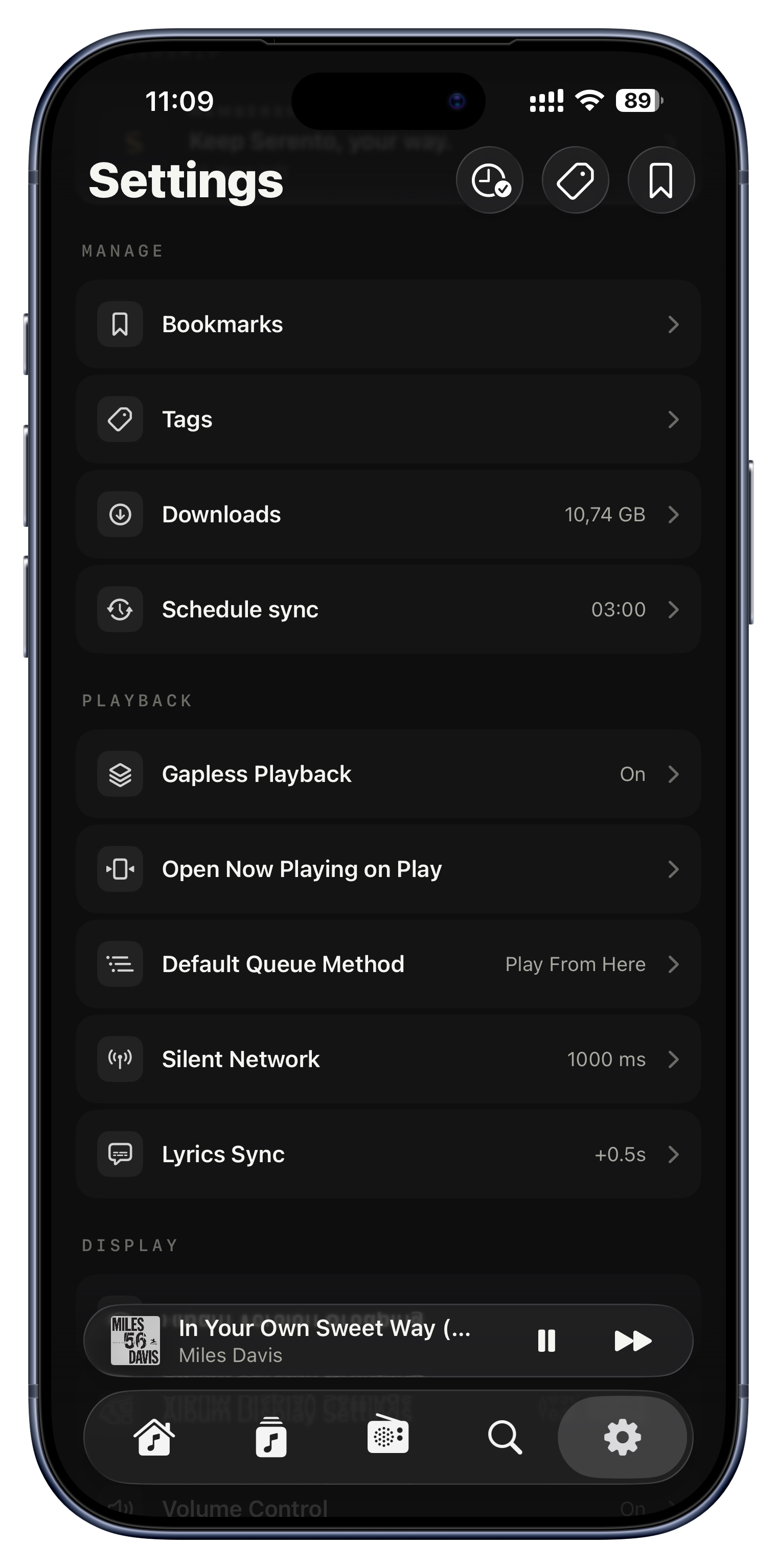 Each device keeps its own settings